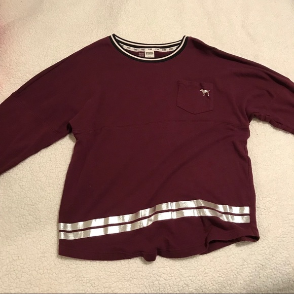 PINK Victoria's Secret Tops - PINK Maroon Jersey Top w/ Sequins